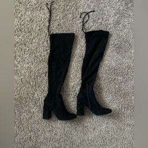 Unisa Black Faux Suede Tall Over the Knee High Heeled Boots Woman’s Size 8.5